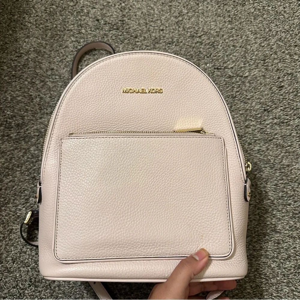 michael kors adina powder pink blush pebble leather backpack - Picture 7 of 11